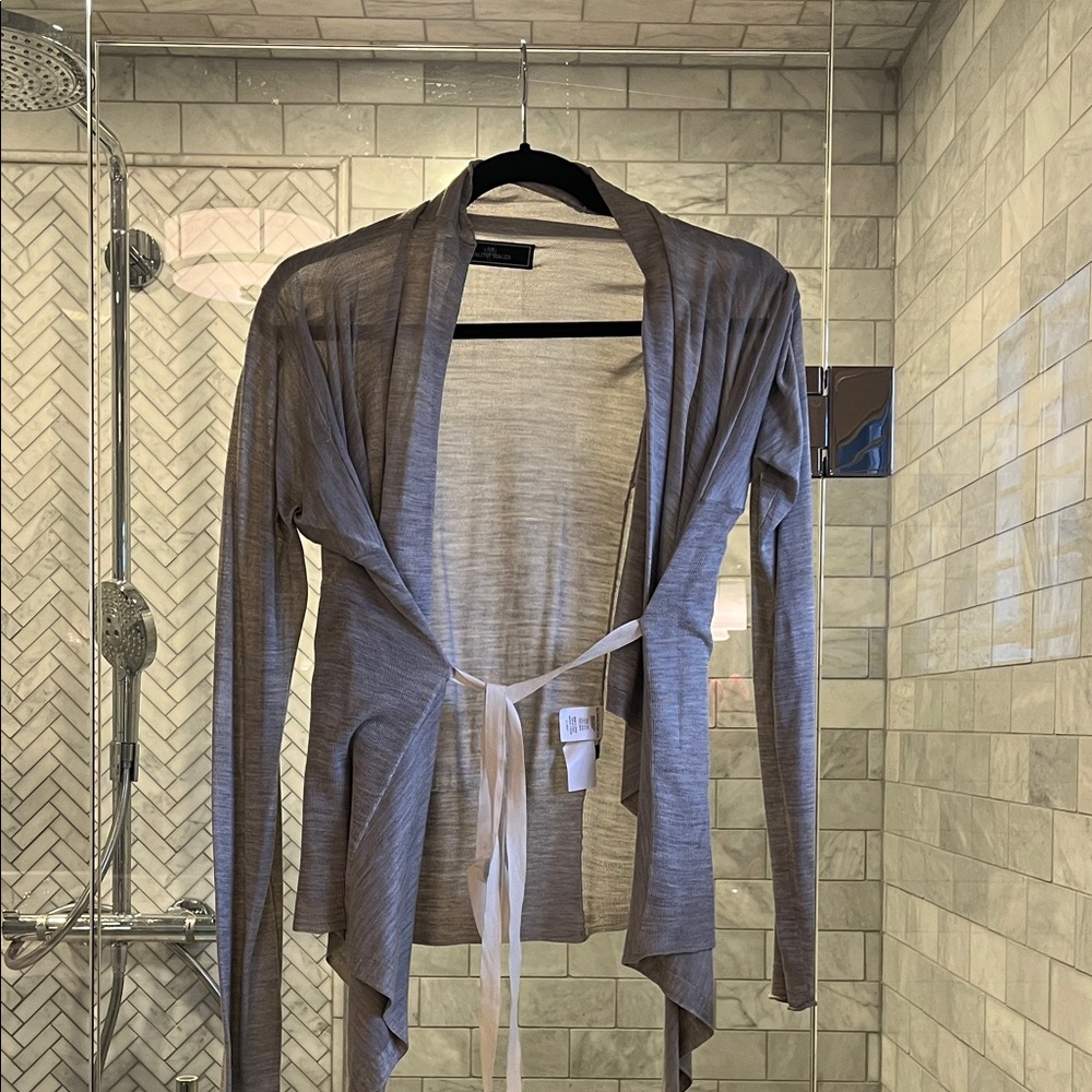 By Malene Birger Light Gray Tie-Front Cardigan